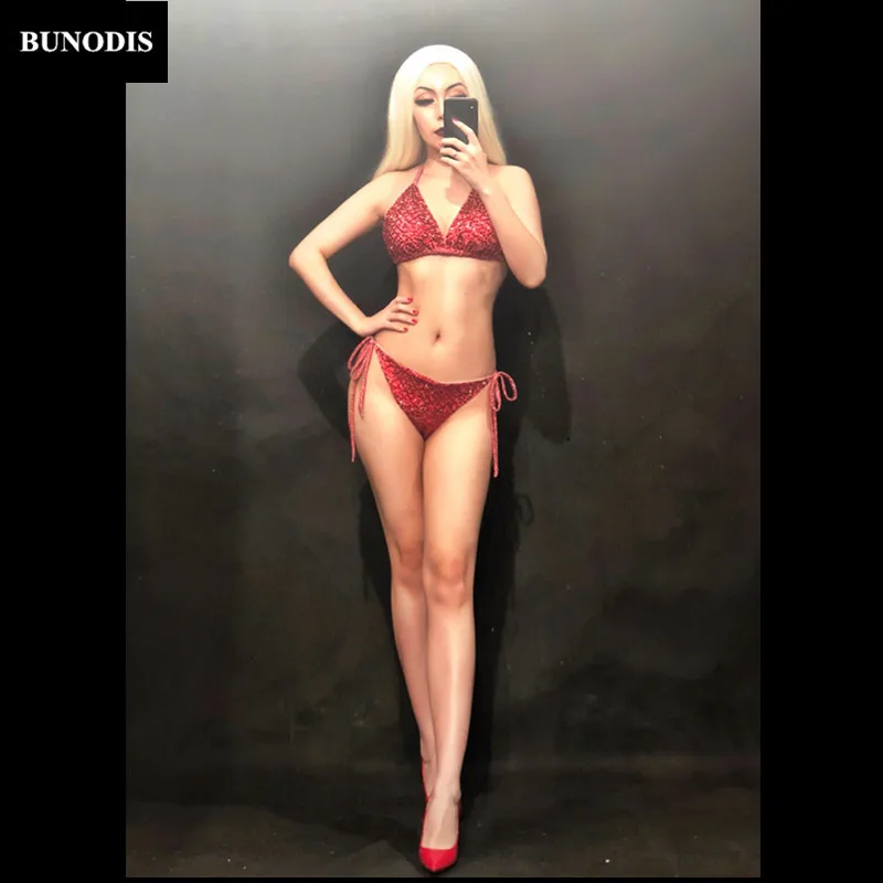 ZD170 Full Of Black Sparkling Crystals Red Bikini Women Sexy Clothing Nightclub Beach Party Stage Wear Singer Dancer Costumes
ZD170 Full Of Black Sparkling Crystals Red Bikini Women Sexy Clothing Nightclub Beach Party Stage Wear Singer Dancer Costumes