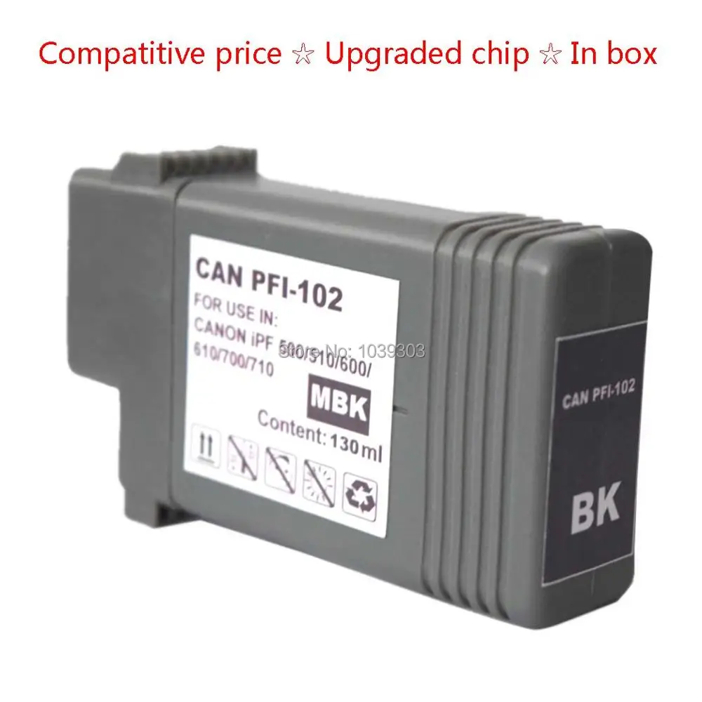 

1x Compatible Black Ink cartridge PFI-102 for For Canon Printer iPF500/510 iPF600/605/610 iPF700/710/720/760 iPF650/655 iPF750/