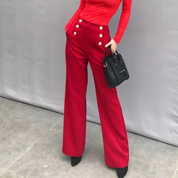 Spring New Runway Women Retro Straight Long Pants Double Breasted High Waist Trousers Female Loose Fit Office Ladies Brand Pants
Spring New Runway Women Retro Straight Long Pants Double Breasted High Waist Trousers Female Loose Fit Office Ladies Brand Pants