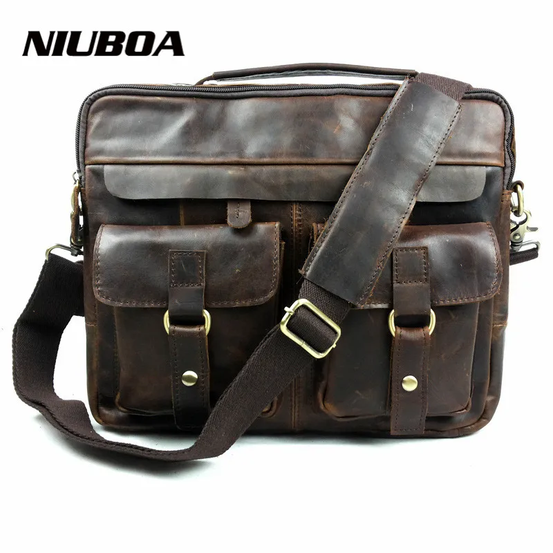 Vintage Genuine Crazy Horse Leather Messenger Bag Brown Many Pockets Weekend Shoulder Bags Men's Oortable Laptops Tote
Vintage Genuine Crazy Horse Leather Messenger Bag Brown Many Pockets Weekend Shoulder Bags Men's Oortable Laptops Tote