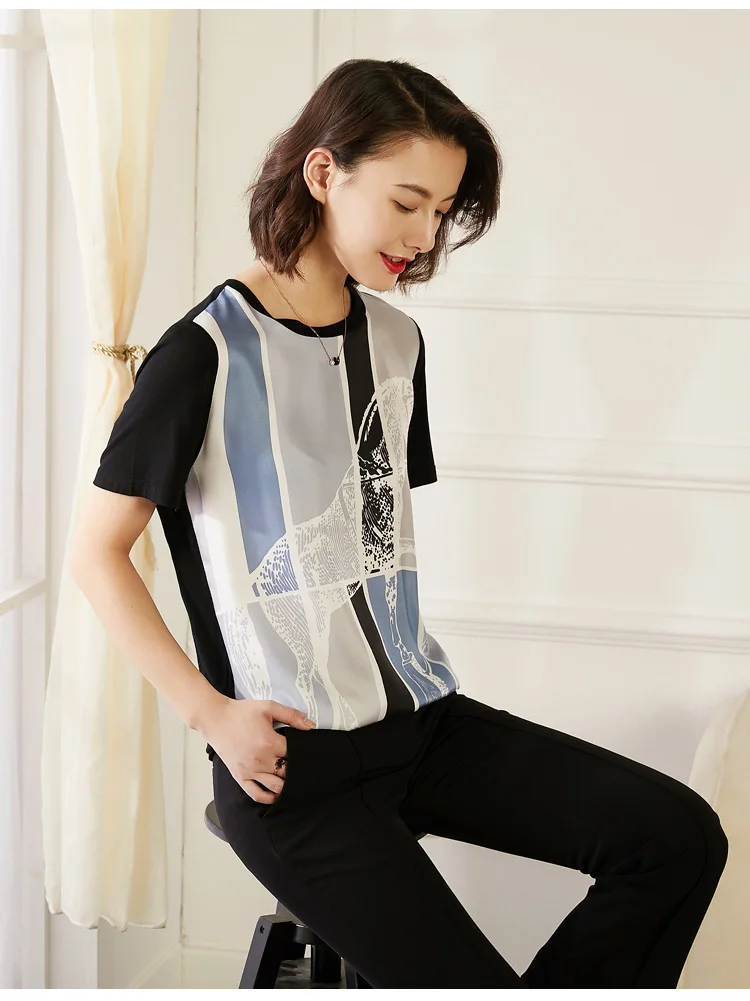 Silk T Shirts Animal Print Modal Tee Shirt Femme Casual Ladies Tops Summer Short Sleeve Women Clothes Pink Pullover za Black Top
Silk T Shirts Animal Print Modal Tee Shirt Femme Casual Ladies Tops Summer Short Sleeve Women Clothes Pink Pullover za Black Top