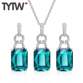 TYTW Classic Square Stud Earrings Pendant Necklace 925 Sterling Silver Fine Jewelry For Women
TYTW Classic Square Stud Earrings Pendant Necklace 925 Sterling Silver Fine Jewelry For Women