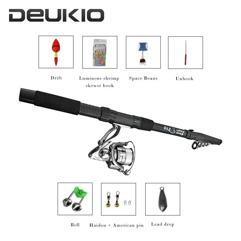 2.1m Telescopic Fishing Pole Rod Reel Combo Fishing Reel Line Lure Hook Remover Swivel Connectors Alarm Float Fishing Tackle Set
2.1m Telescopic Fishing Pole Rod Reel Combo Fishing Reel Line Lure Hook Remover Swivel Connectors Alarm Float Fishing Tackle Set