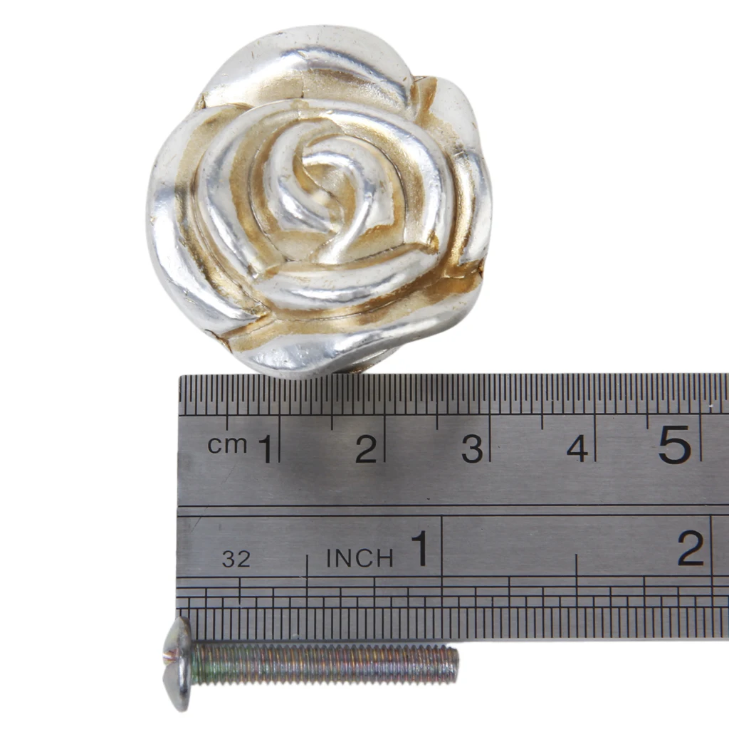 Silver Rose Knobs Cabinet Drawer Kitchen Cupboard Closet Wardrobe Dresser Door Knob Handle Pull, Metal Silver Rose Knobs Cabinet Drawer Kitchen Cupboard Closet Wardrobe Dresser Door Knob Handle Pull, Metal