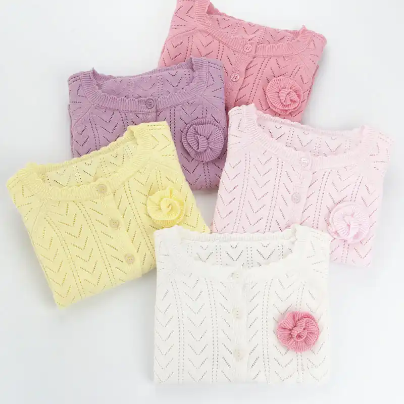 Girls Cardigan Spring Kids Long Sleeve Knitted Jumpers Cardigans Age 2-12 Years