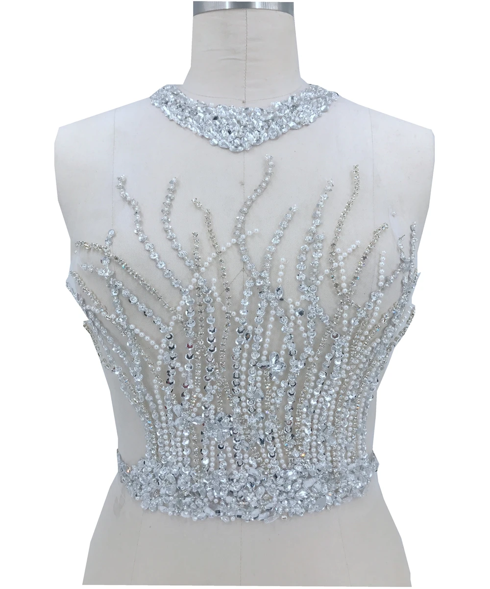 handmade silver sew on silver hinestones applique on mesh peal crystals trim patches 30*44cm for wedding dress accessories
handmade silver sew on silver hinestones applique on mesh peal crystals trim patches 30*44cm for wedding dress accessories
