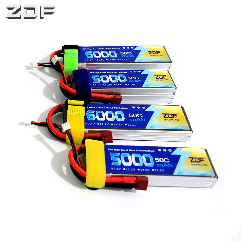 ZDF 2S 3S 7 4 v 11 1 V 5000mAh 6000mah 50C max 100C Lipo аккумулятор с Т образным разъемом для RC вертолета