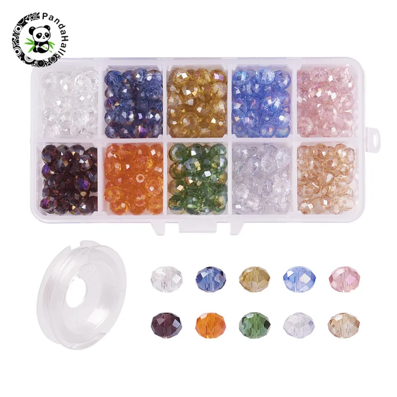 pandahall 1 Set Electroplate Glass Beads and Strong Stretchy Beading Elastic Wire for DIY Jewelry Mixed Color 8x5mm Hole: 1mm
pandahall 1 Set Electroplate Glass Beads and Strong Stretchy Beading Elastic Wire for DIY Jewelry Mixed Color 8x5mm Hole: 1mm