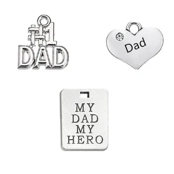 50PCS Antique Silver Handmade Heart Charm Dangle Jewelry MY DAD MY HERO Dad Pendant For DIY Necklace&Bracelet Jewelry Making
50PCS Antique Silver Handmade Heart Charm Dangle Jewelry MY DAD MY HERO Dad Pendant For DIY Necklace&Bracelet Jewelry Making