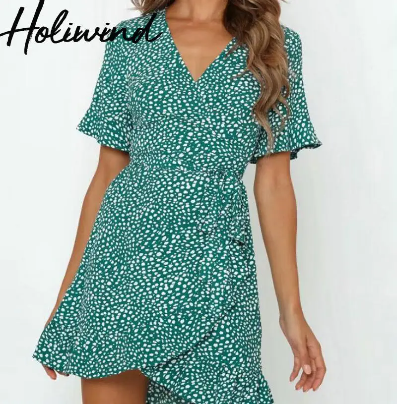 2019 Women V-neck Green Floral Wrap Dress Short Sleeves V-neck vestido verano kleider damen
2019 Women V-neck Green Floral Wrap Dress Short Sleeves V-neck vestido verano kleider damen