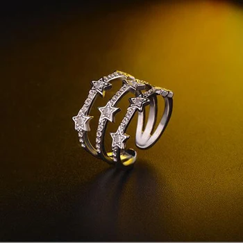 Top Quality Brand Jewelry Rose Gold Silver Star Rings Exquisite Micro Pave Zircon 3 Layer Free Knuckle Monaco Ring for Women
Top Quality Brand Jewelry Rose Gold Silver Star Rings Exquisite Micro Pave Zircon 3 Layer Free Knuckle Monaco Ring for Women