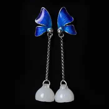 Original Design 925 Sterling Silver White Jade Lotus Earrings Elegant Butterfly Earrings Enamel Process Fine Jewelry
Original Design 925 Sterling Silver White Jade Lotus Earrings Elegant Butterfly Earrings Enamel Process Fine Jewelry