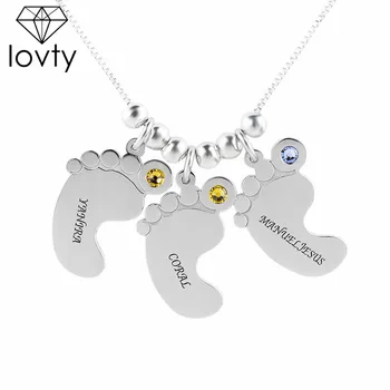 lovty Women's Necklace Custom Jewelry 925 Silver Baby Feet Engrave Name Birthstone Pendant Necklaces for New Mom Bijoux
lovty Women's Necklace Custom Jewelry 925 Silver Baby Feet Engrave Name Birthstone Pendant Necklaces for New Mom Bijoux