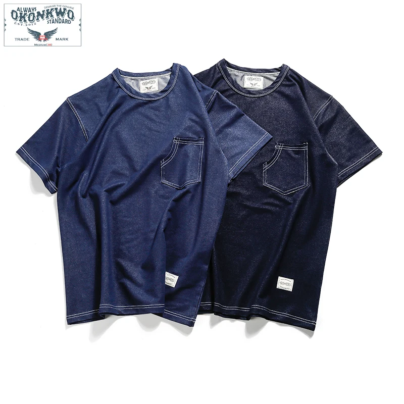 Summer Knitted Denim T-shirt Men Casual Streetwear Japanese Style Indigo Cargo T Shirt Mens Vintage Tee for Woman Clothing 2019
Summer Knitted Denim T-shirt Men Casual Streetwear Japanese Style Indigo Cargo T Shirt Mens Vintage Tee for Woman Clothing 2019