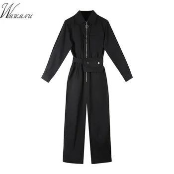 Women Black turn down collar zipper long sleeve Rompers Tooling high waist Loose Boyfriend style sash jumpsuits with waist packs
Women Black turn down collar zipper long sleeve Rompers Tooling high waist Loose Boyfriend style sash jumpsuits with waist packs