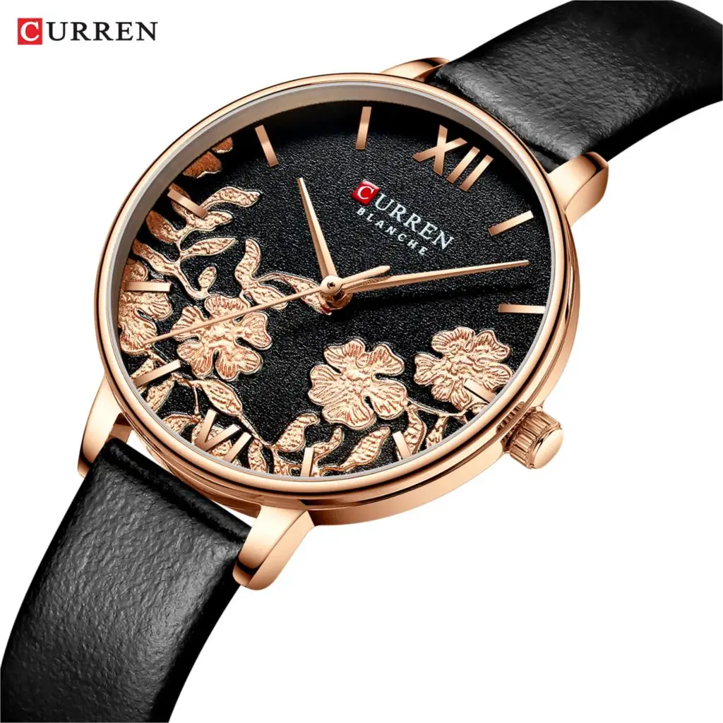 NEW CURREN Leather Women Watches Beautiful Unique Design Dial Quartz Wristwatch Clock Female Fashion Dress Watch Montre femme | Наручные