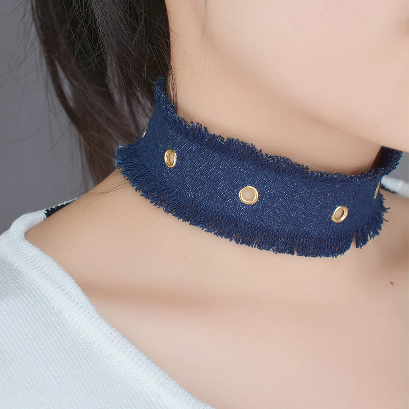 2017 New Creative Steampunk Round Blue Denim Choker Necklace for Women Girls Gothic Wide Jean Chocker Collar Neck Jewelry XR259
2017 New Creative Steampunk Round Blue Denim Choker Necklace for Women Girls Gothic Wide Jean Chocker Collar Neck Jewelry XR259