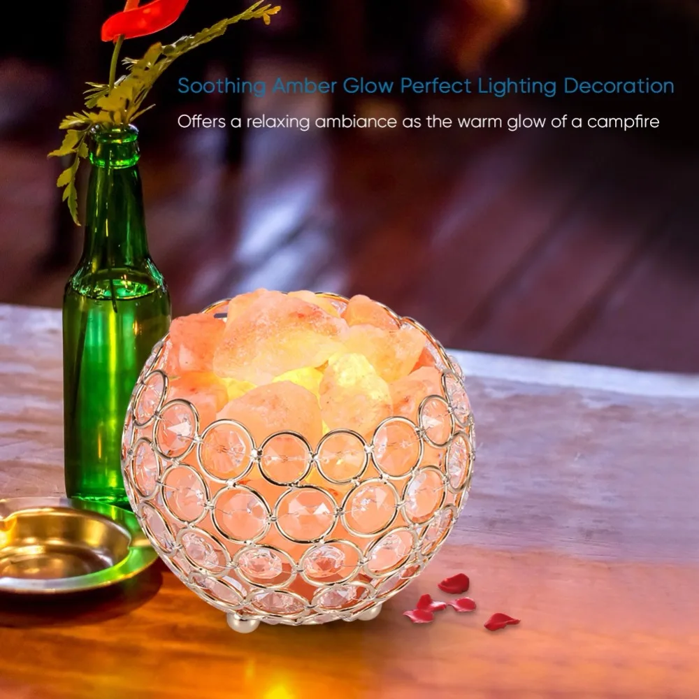 Lámpara de sal del Himalaya Cristal Rosa Natural para la noche