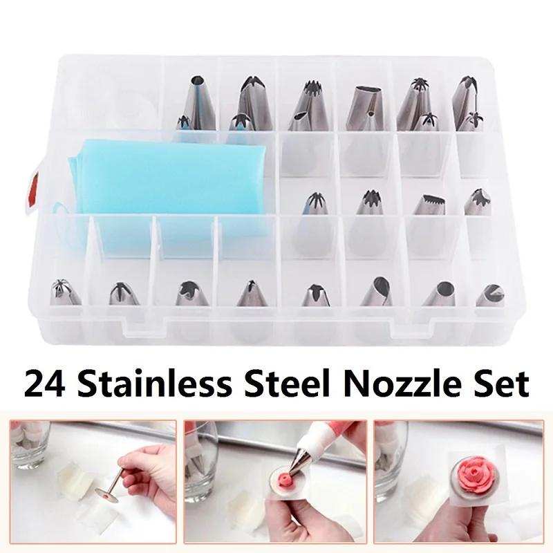 24PCS Set Cake Piping Tips Mouth Set Cake Decorating Tools Spherical Baking Nozzle Tool DIY Nozzle Bag With Box
24PCS Set Cake Piping Tips Mouth Set Cake Decorating Tools Spherical Baking Nozzle Tool DIY Nozzle Bag With Box