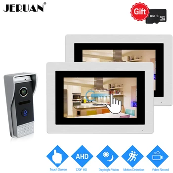 

JERUAN 720P AHD Motion Detection 7`` Touch Screen Video Door Phone Intercom System 2 Record Monitor +1.0MP HD 110 degree Camera