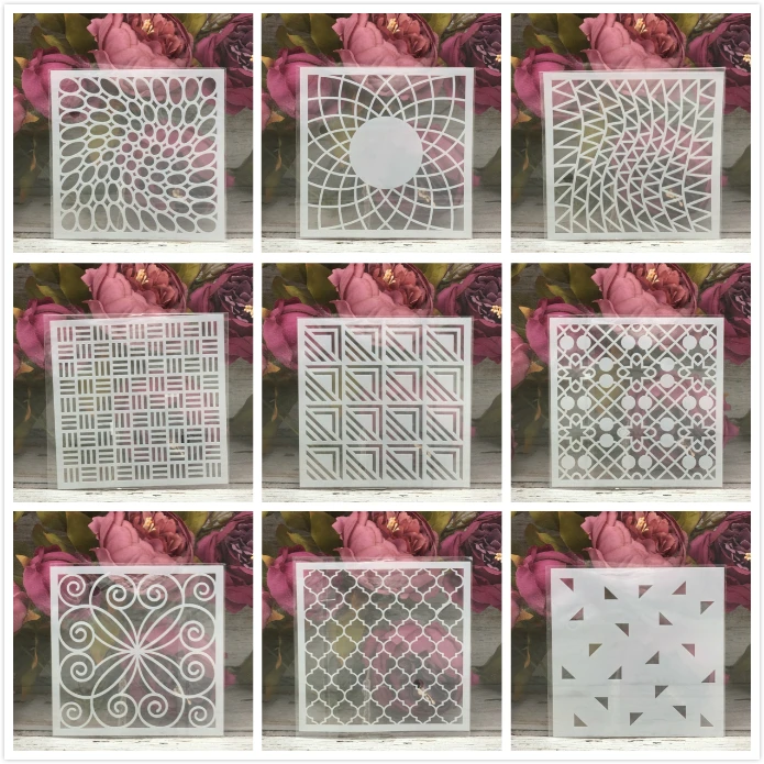 9Pcs 13*13cm Wavy Geometry Design DIY Layering Stencils Painting Scrapbook Coloring Embossing Album Decorative Card Template
9Pcs 13*13cm Wavy Geometry Design DIY Layering Stencils Painting Scrapbook Coloring Embossing Album Decorative Card Template