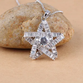 5 Point Star Silver Color Necklaces Women Zircon Pendant Chain Fashion Jewelry Accessories Collier Sautoir Long Femme Collar
5 Point Star Silver Color Necklaces Women Zircon Pendant Chain Fashion Jewelry Accessories Collier Sautoir Long Femme Collar