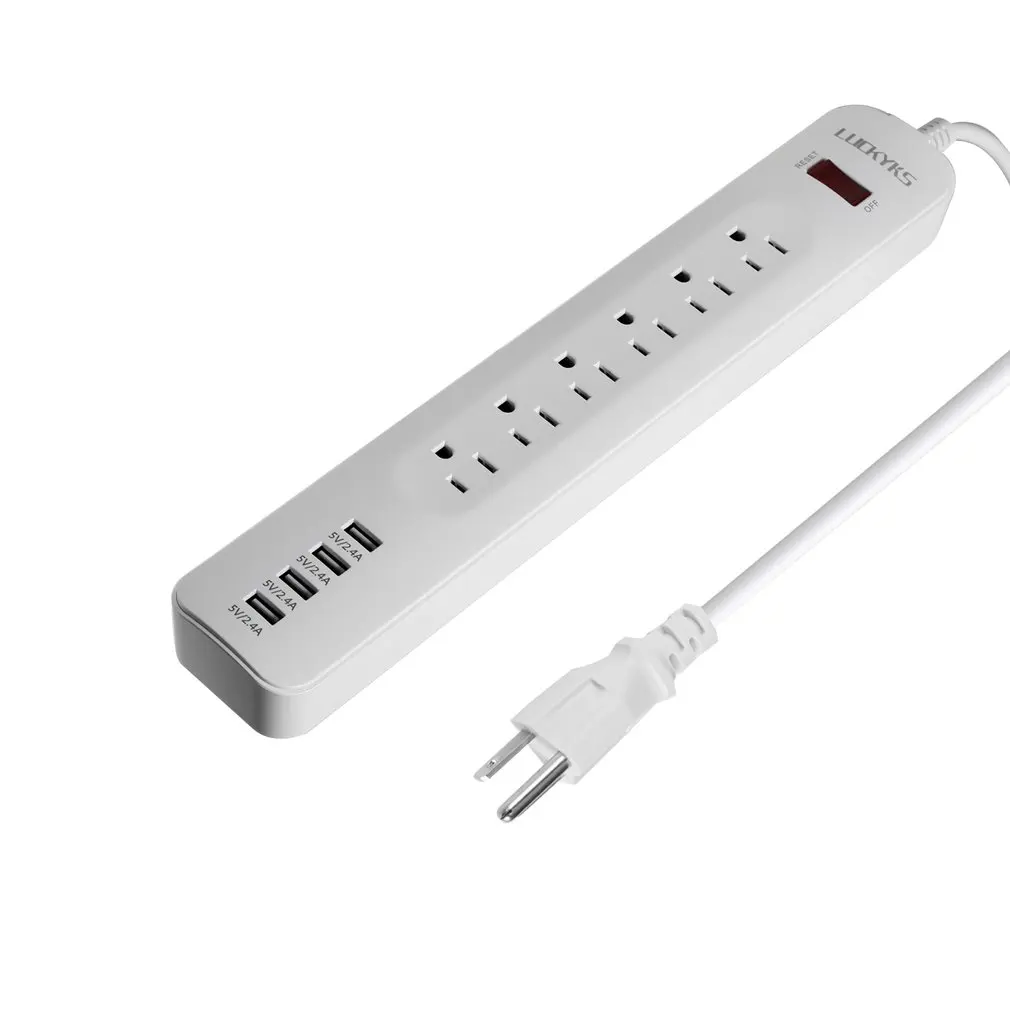 LUCK Multifunctional Surge Protective Platooninsert 6 Outlet Extension Socket Power Strip with 4 USB Charging Ports
LUCK Multifunctional Surge Protective Platooninsert 6 Outlet Extension Socket Power Strip with 4 USB Charging Ports