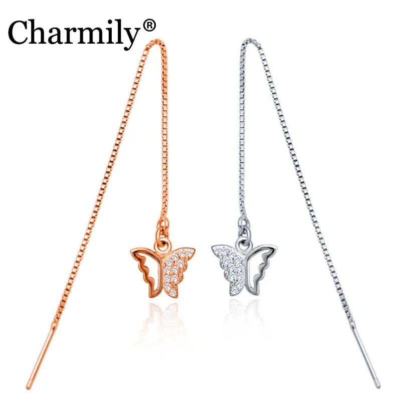 Charmily 2 Colors 925 Sterling Silver Butterfly With Clear Zircon Threader Drop Earrings For Party Wedding Best Gift For Love
Charmily 2 Colors 925 Sterling Silver Butterfly With Clear Zircon Threader Drop Earrings For Party Wedding Best Gift For Love
