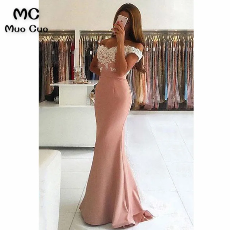 Elegant 2018 Dusty Pink Evening Dresses Long Satin Short Sleeve Lace Appliques Off Shoulder Formal Evening Prom Dress for Women
Elegant 2018 Dusty Pink Evening Dresses Long Satin Short Sleeve Lace Appliques Off Shoulder Formal Evening Prom Dress for Women