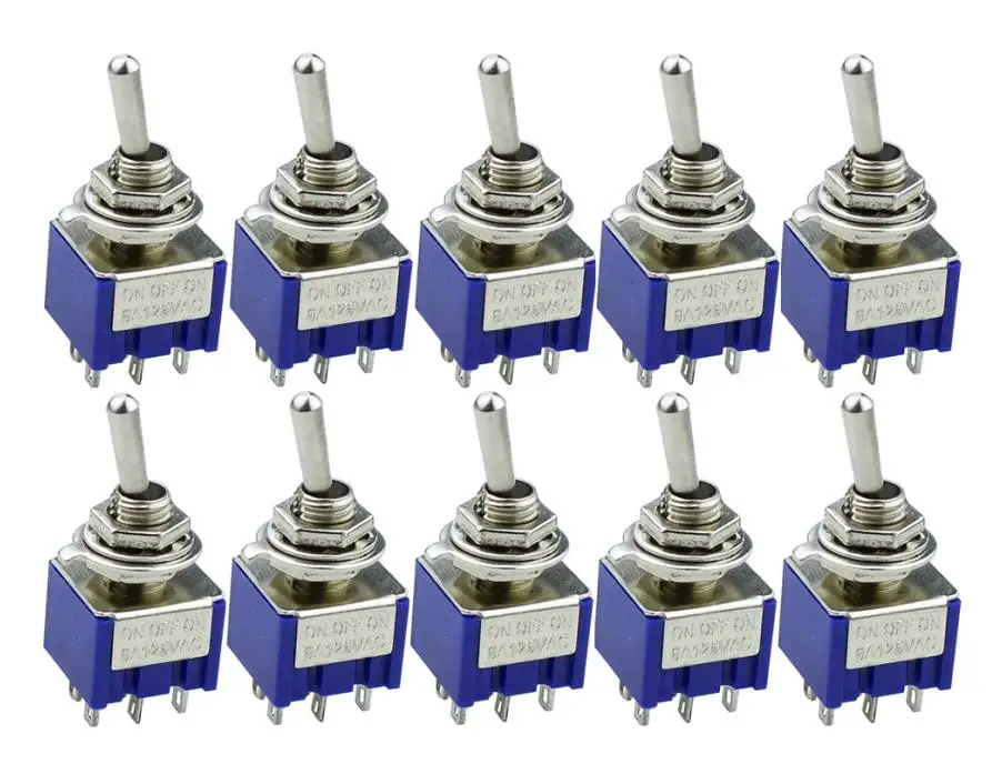 5Pcs Toggle Switch MTS-203 6 Pin ON/OFF/ON PDT 6A 125VAC/3A 250VAC Mini Switch Lever Switch blue S
5Pcs Toggle Switch MTS-203 6 Pin ON/OFF/ON PDT 6A 125VAC/3A 250VAC Mini Switch Lever Switch blue S