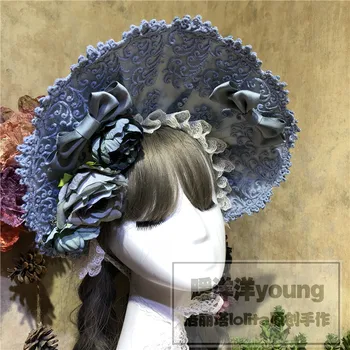 Adjustable Lolita Gothic Japanese Vintage Grey Blue Rose Lace Bonnet Headwear Top Hat Sun Hat Women Princess Victorian Half Bnt
Adjustable Lolita Gothic Japanese Vintage Grey Blue Rose Lace Bonnet Headwear Top Hat Sun Hat Women Princess Victorian Half Bnt