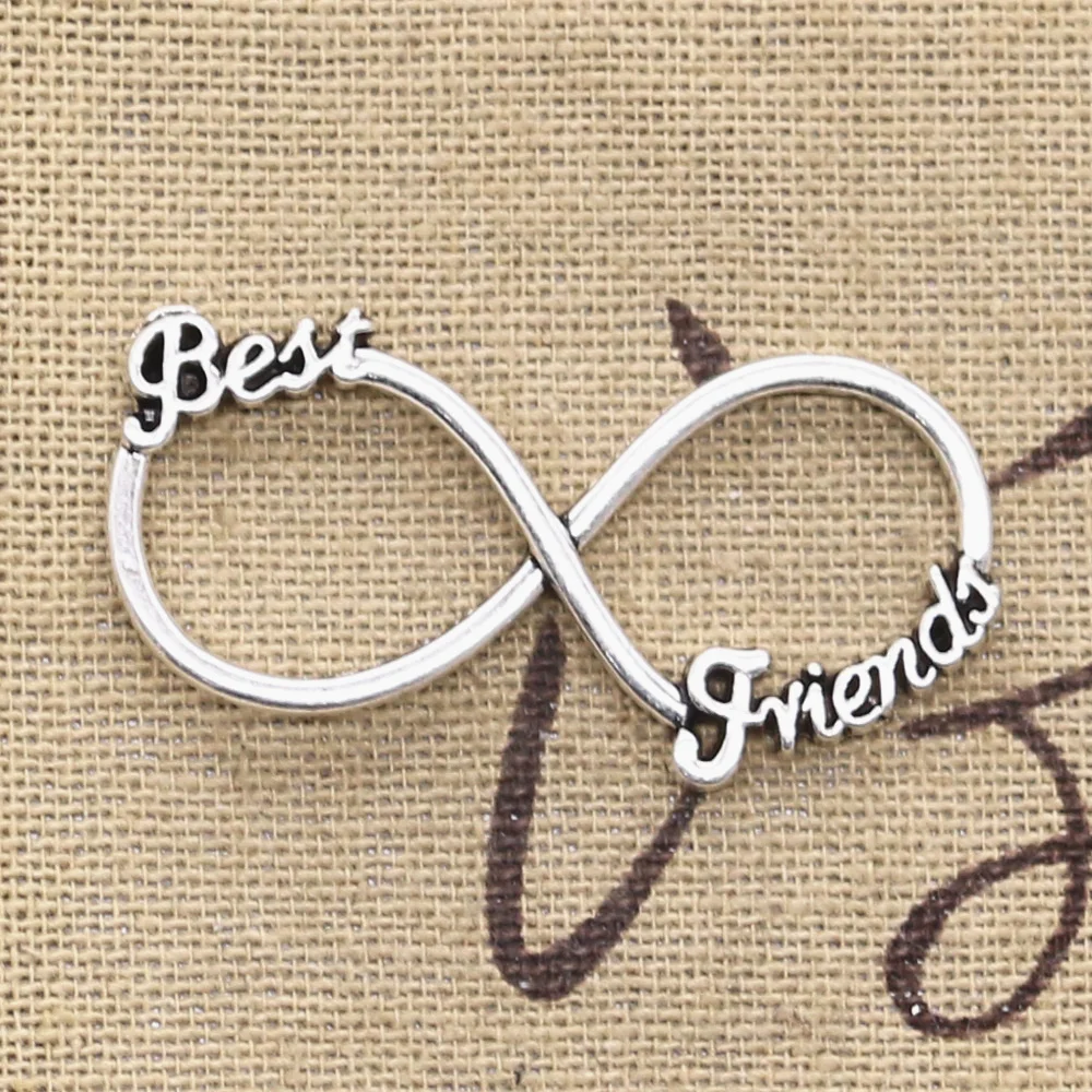 8pcs Charms Infinity Best Friends 20x40mm Antique Silver Color Plated Pendants Making DIY Handmade Tibetan Finding Jewelry
8pcs Charms Infinity Best Friends 20x40mm Antique Silver Color Plated Pendants Making DIY Handmade Tibetan Finding Jewelry