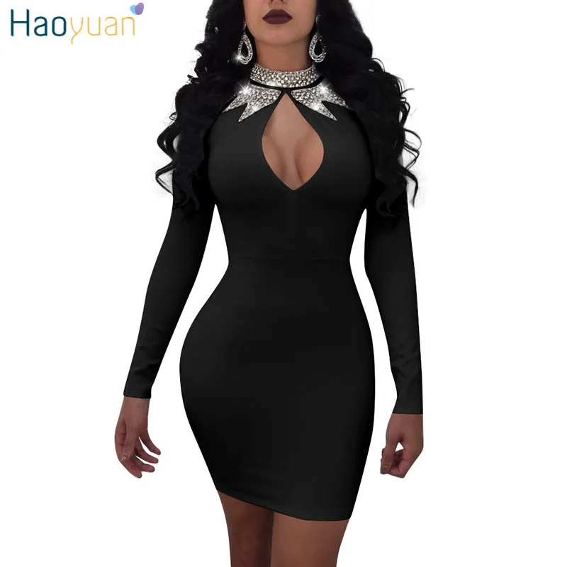 HAOYUAN Black White Bodycon Party Dress 2019 New Spring Hollow Out Long Sleeve Robe Sexy Dress Back Zip Vestidos Women Dresses
HAOYUAN Black White Bodycon Party Dress 2019 New Spring Hollow Out Long Sleeve Robe Sexy Dress Back Zip Vestidos Women Dresses
