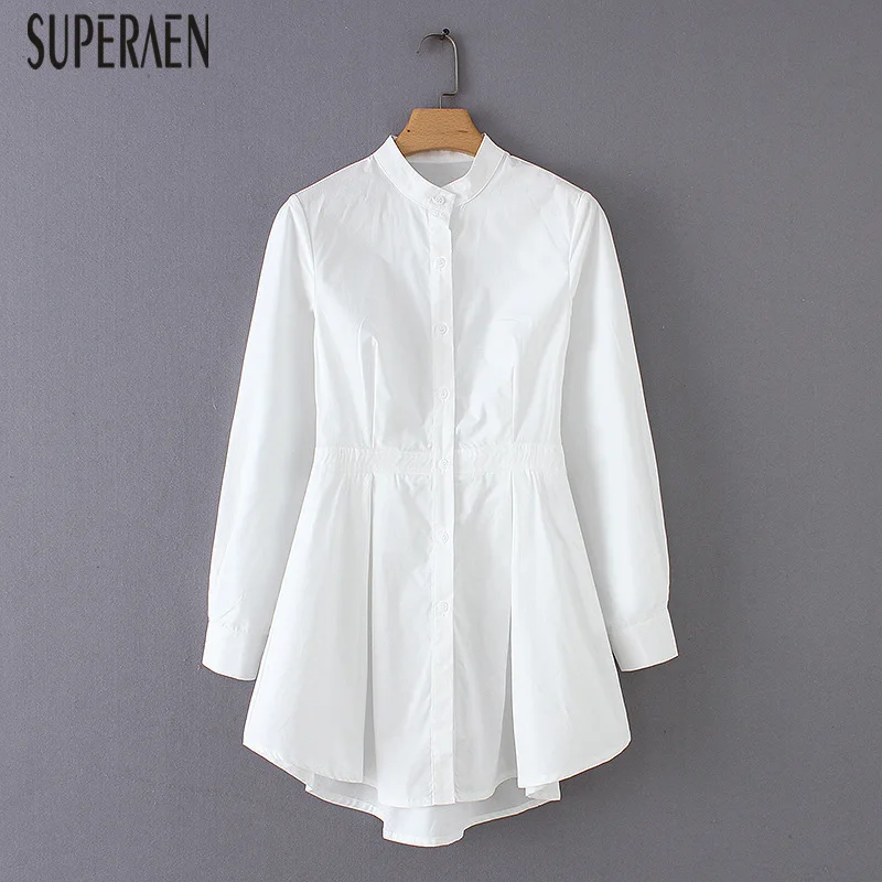 SuperAen Europe Fashion Women's Shirt Dress Solid Color Wild Cotton Casual Ladies Dress 2019 Spring Autumn New Stand Collar 
SuperAen Europe Fashion Women's Shirt Dress Solid Color Wild Cotton Casual Ladies Dress 2019 Spring Autumn New Stand Collar
