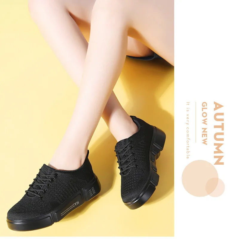Spring NEW Women Sneakers Shoes Ladies lace up flat Platform white sneakers for Women Mesh Sock Casual Shoes Creepers (12)