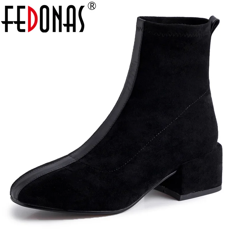 FEDONAS Top Quality Flock Women Ankle Boots Square Toe Square Heels Slip on Elegant Chelsea Boots Autumn Winter Basic Shoes
FEDONAS Top Quality Flock Women Ankle Boots Square Toe Square Heels Slip on Elegant Chelsea Boots Autumn Winter Basic Shoes