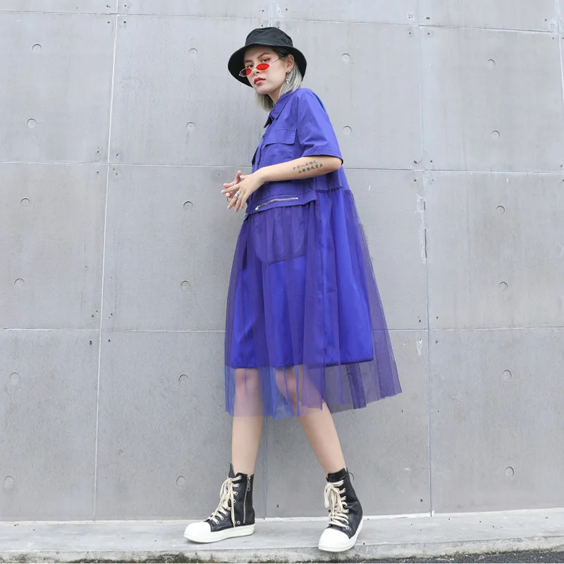 Women Summer Short Sleeve Mesh Spliced Solid Color Shirt Dress Female Streetwear Hip Hop Loose Casual Chic Long Dresses
Women Summer Short Sleeve Mesh Spliced Solid Color Shirt Dress Female Streetwear Hip Hop Loose Casual Chic Long Dresses
