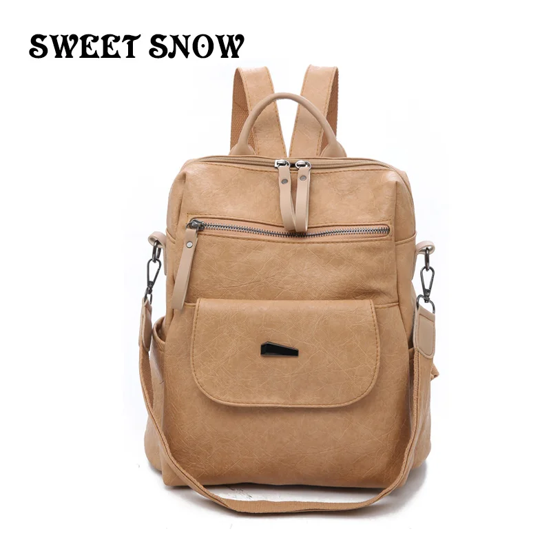 SWEET SNOW New Casual Leather Ladies Backpack High Quality Women's Backpack Multi-Pocket Retro Schoolgirl Bag
SWEET SNOW New Casual Leather Ladies Backpack High Quality Women's Backpack Multi-Pocket Retro Schoolgirl Bag