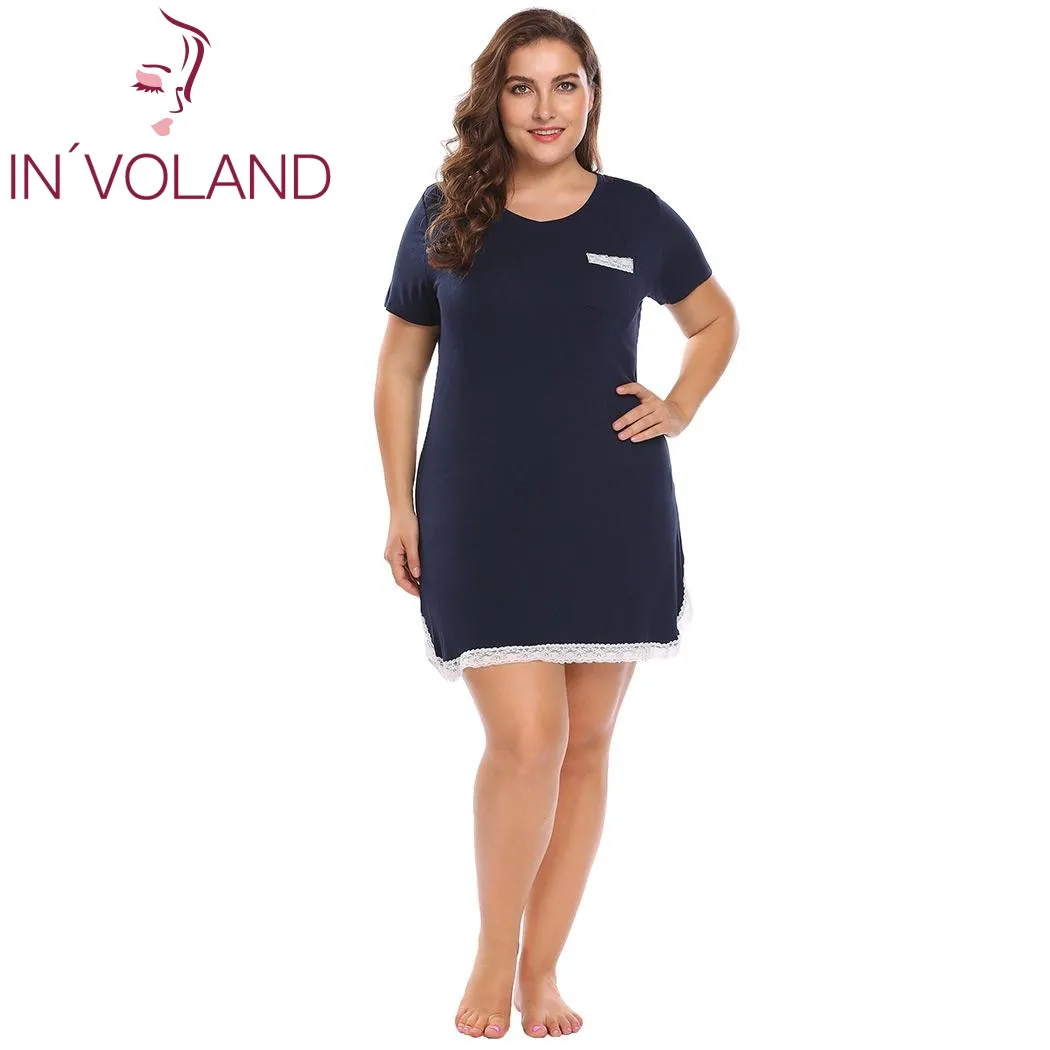 IN'VOLAND Big Size XL-4XL Women's Basic Nightdress V-Neck Short Sleeve Lace Trim Large Nightgown Sleepwear Dress Plus Size
IN'VOLAND Big Size XL-4XL Women's Basic Nightdress V-Neck Short Sleeve Lace Trim Large Nightgown Sleepwear Dress Plus Size