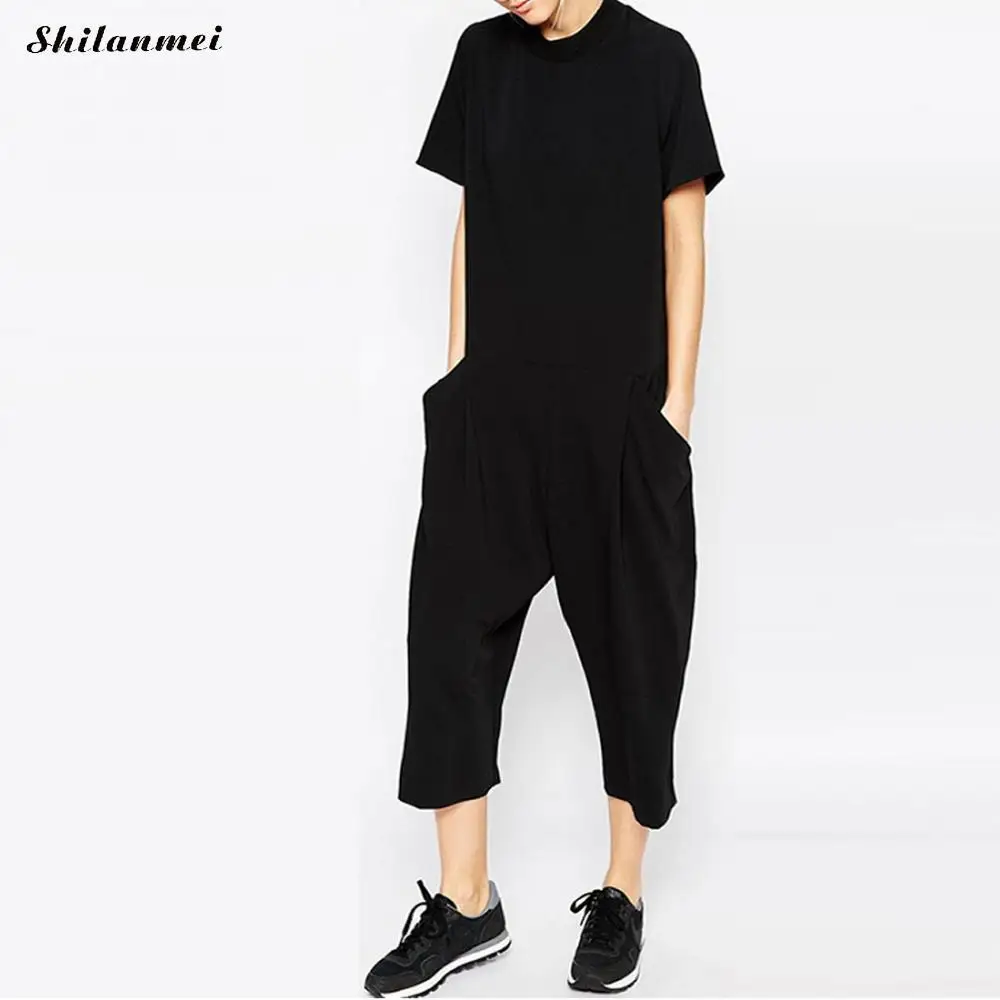 2018 Women Casual Jumpsuit Summer Black Rompers Women Elegant Side Pocket Loose-Fitting Combination Short Sleeve Overalls
2018 Women Casual Jumpsuit Summer Black Rompers Women Elegant Side Pocket Loose-Fitting Combination Short Sleeve Overalls