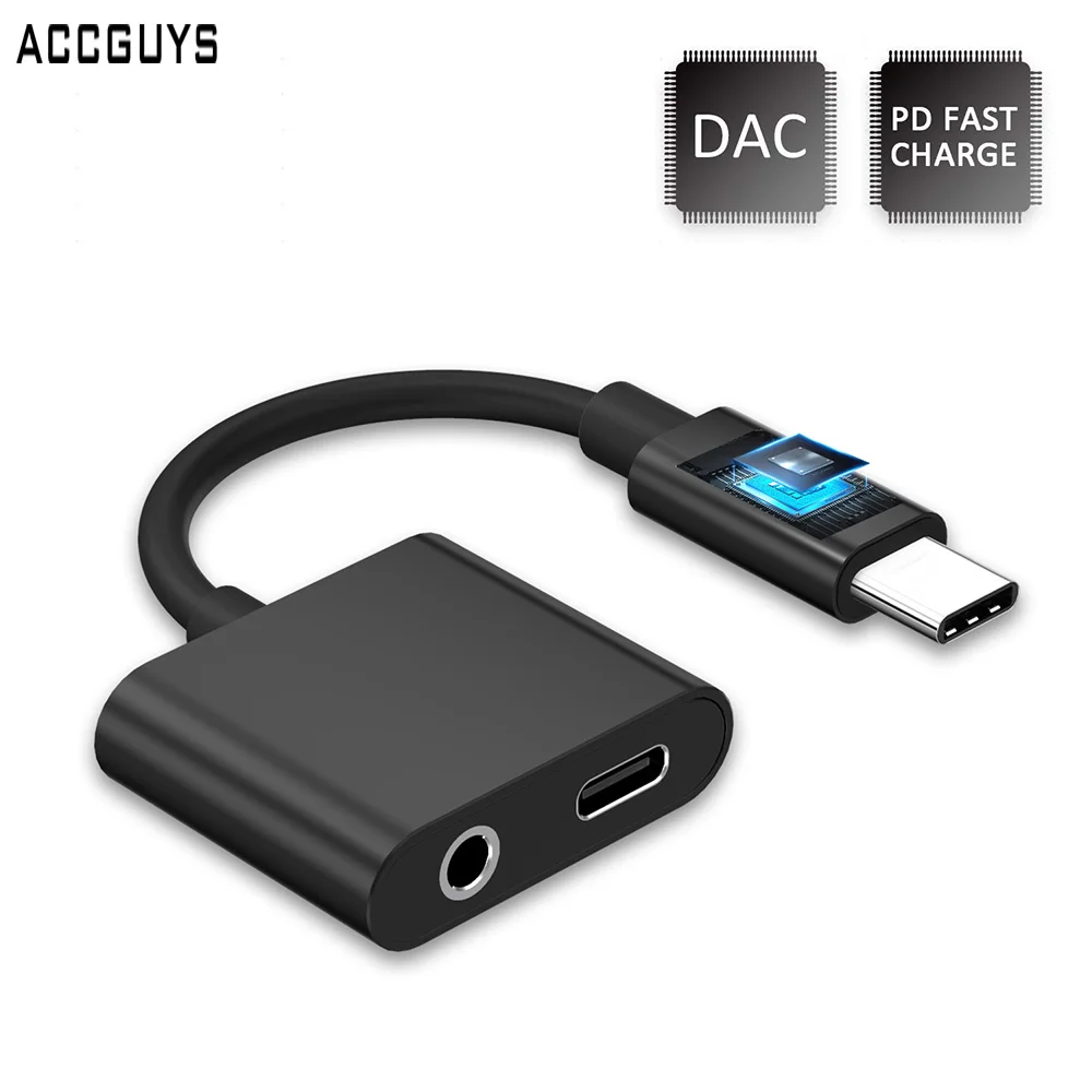 

ACCGUYS 2 in 1 USB Type C to 3.5mm Headphone Jack Adapter For Huawei P20 Pro Aux Audio Charger Splitter For HTC Google Pixel 2XL
