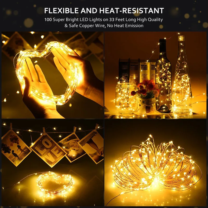 LED String lights 2M 5M 10M 10-100LEDS Silver Wire string lights Garland fairy lights battery luces led decoracion Wedding Party
LED String lights 2M 5M 10M 10-100LEDS Silver Wire string lights Garland fairy lights battery luces led decoracion Wedding Party