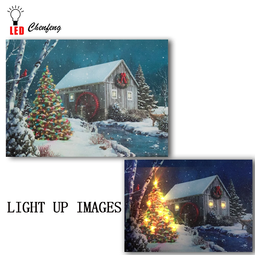 7color change flicking leds Lighted canvas print Christmas tree Falling Snow cabin oil painting Canvas Wall Art home decor gifts
7color change flicking leds Lighted canvas print Christmas tree Falling Snow cabin oil painting Canvas Wall Art home decor gifts