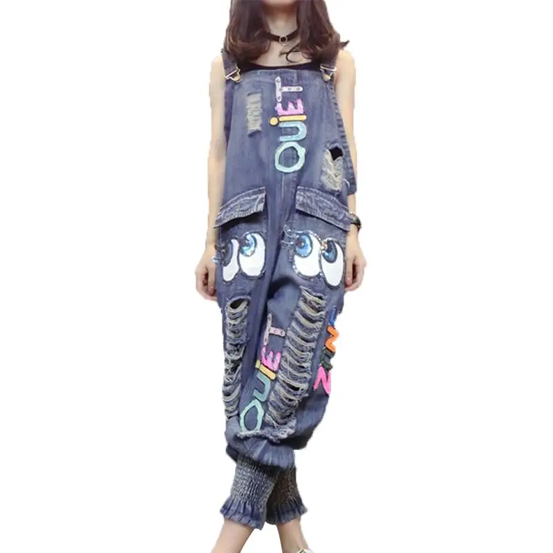 Harajuku Hole Jumpsuit Denim Cargo pants Pockets Jeans Woman Vintage BF style Elastic Casual Trouser Overalls Korean clothes new
Harajuku Hole Jumpsuit Denim Cargo pants Pockets Jeans Woman Vintage BF style Elastic Casual Trouser Overalls Korean clothes new