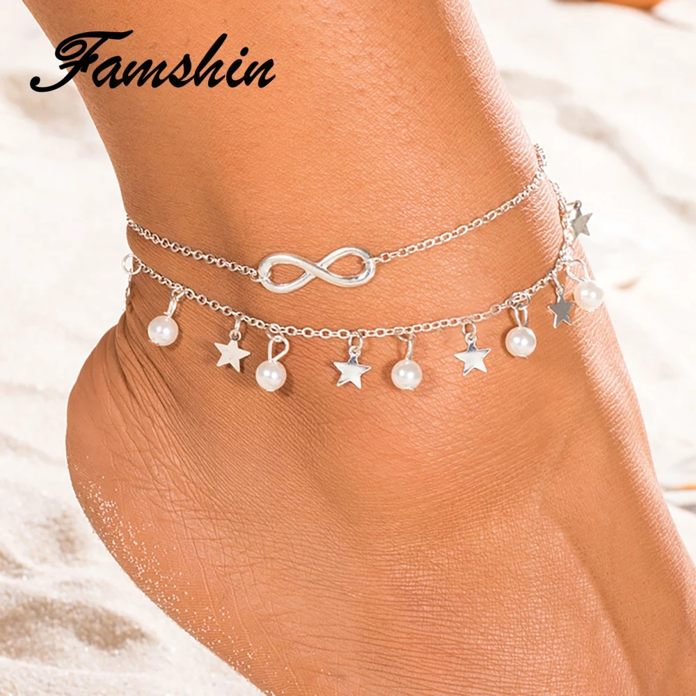 FAMSHIN Summer Double layer Beads Pendant Anklet Foot Chain For Woman Summer beach Charm Gold Color Anklets Foot Jewelry Gift
FAMSHIN Summer Double layer Beads Pendant Anklet Foot Chain For Woman Summer beach Charm Gold Color Anklets Foot Jewelry Gift
