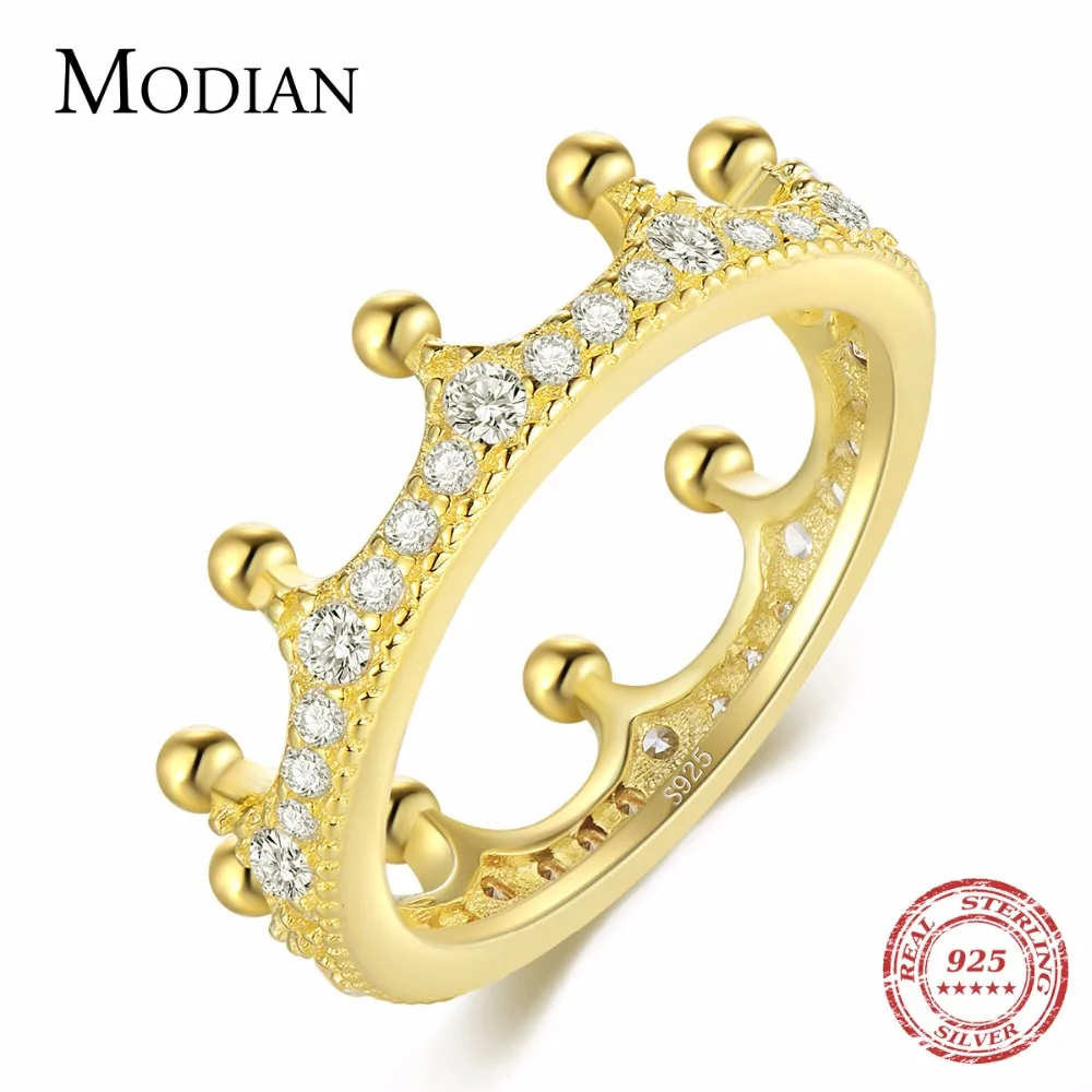 Modian New Design Sparkling Gold Color Stackable Trendy Crown Finger Ring 925 Sterling Silver Luxury Jewelry For Women Gift 2019
Modian New Design Sparkling Gold Color Stackable Trendy Crown Finger Ring 925 Sterling Silver Luxury Jewelry For Women Gift 2019