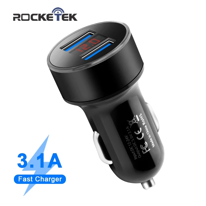 Rocketek mini Dual USB Car Charger 3.1A 5V LCD Display Universal Phone Car-Charger for Xiaomi Samsung S8 iPhone X 8 Plus Tablet
Rocketek mini Dual USB Car Charger 3.1A 5V LCD Display Universal Phone Car-Charger for Xiaomi Samsung S8 iPhone X 8 Plus Tablet