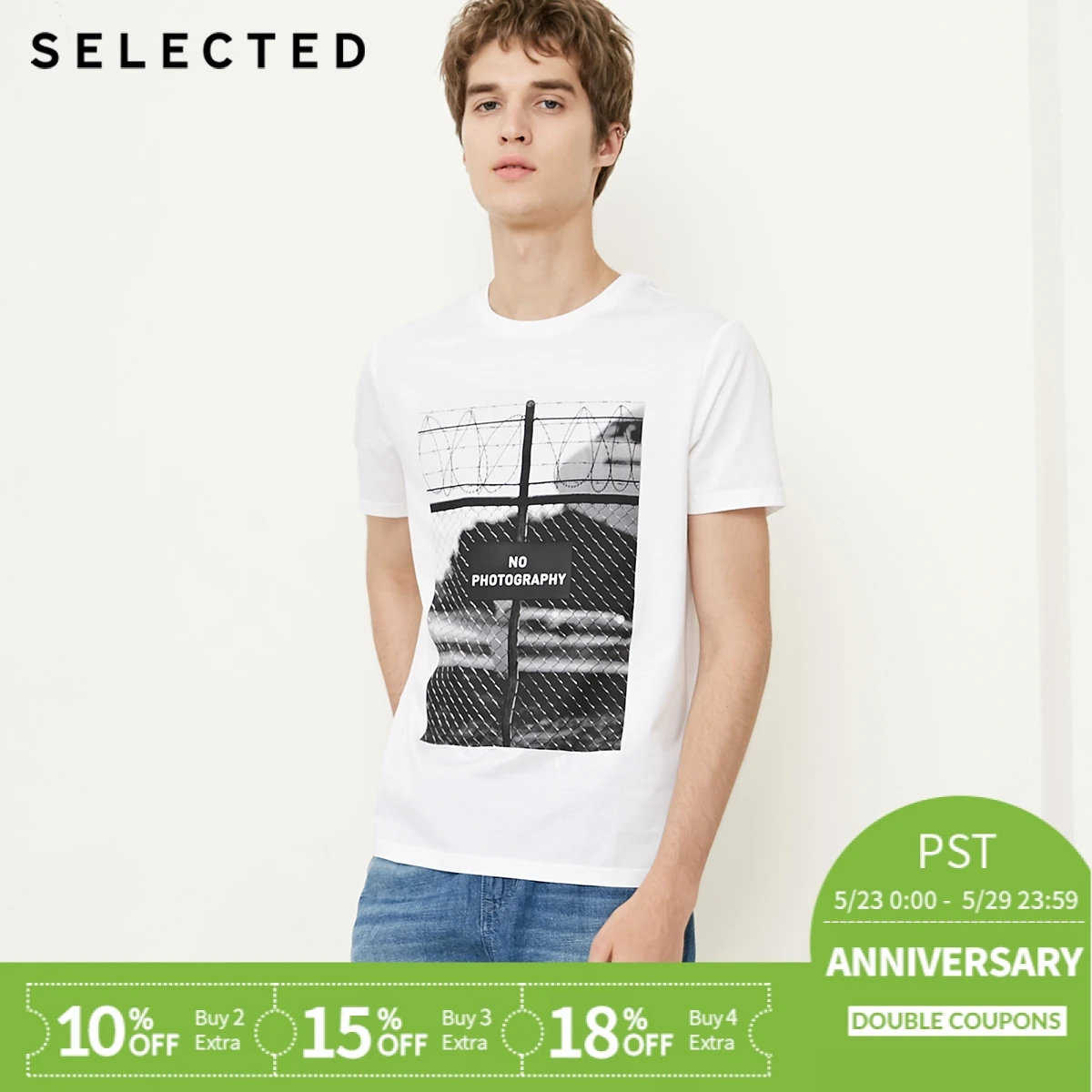 SELECTED Men's Mercerized Cotton Printed Round Neckline Short-sleeved T-shirt S|4183T4517
SELECTED Men's Mercerized Cotton Printed Round Neckline Short-sleeved T-shirt S|4183T4517
