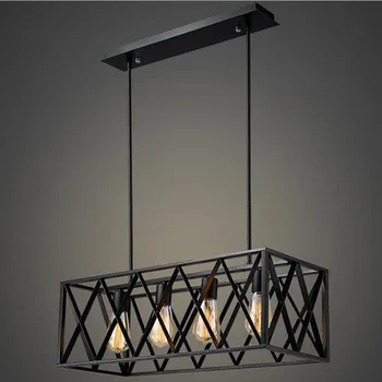 American Rrtro Black Pendant Light With LED E27 Bulbs Creative LOFT Iron Lamp For Foyer Restaurant Rectangular
American Rrtro Black Pendant Light With LED E27 Bulbs Creative LOFT Iron Lamp For Foyer Restaurant Rectangular
