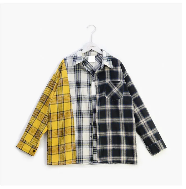 KPOP Plaid Shirt Women Bangtan Boys SUGA Blouse Korea Fashion Plus Size Casual Spring Autumn Splice Shirts
KPOP Plaid Shirt Women Bangtan Boys SUGA Blouse Korea Fashion Plus Size Casual Spring Autumn Splice Shirts